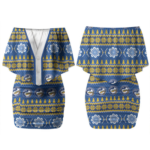 Eels Rugby Christmas Couples Matching Off Shoulder Short Dress and Long Sleeve Button Shirt Aboriginal Seamless Cardigan Inspired