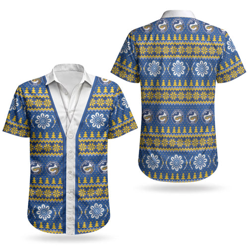 Eels Rugby Christmas Couples Matching Summer Maxi Dress and Hawaiian Shirt Aboriginal Seamless Cardigan Inspired