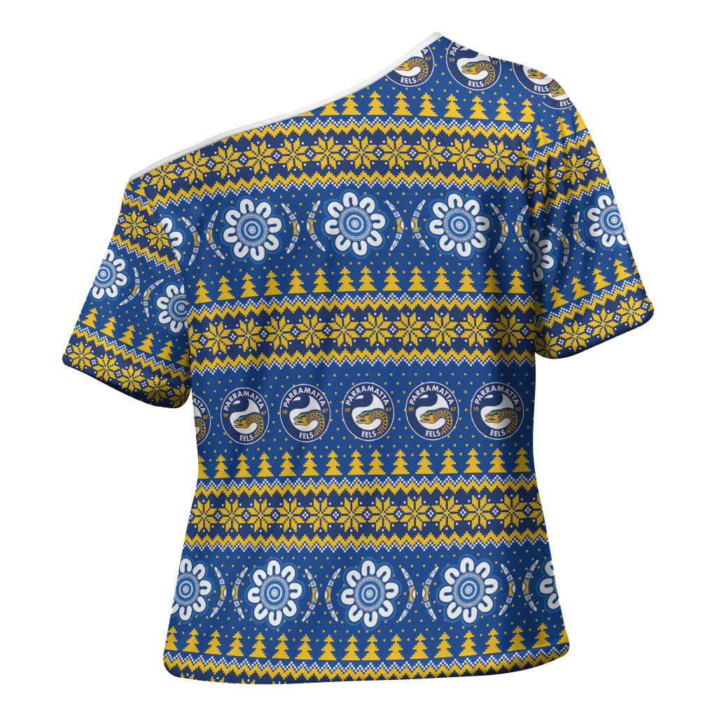 Eels Rugby Christmas Cross Shoulder Shirt Aboriginal Seamless Cardigan Inspired