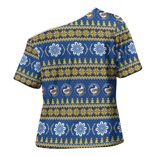 Eels Rugby Christmas Cross Shoulder Shirt Aboriginal Seamless Cardigan Inspired