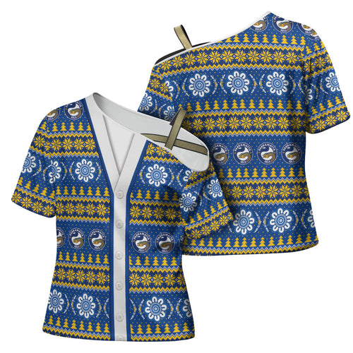 Eels Rugby Christmas Cross Shoulder Shirt Aboriginal Seamless Cardigan Inspired