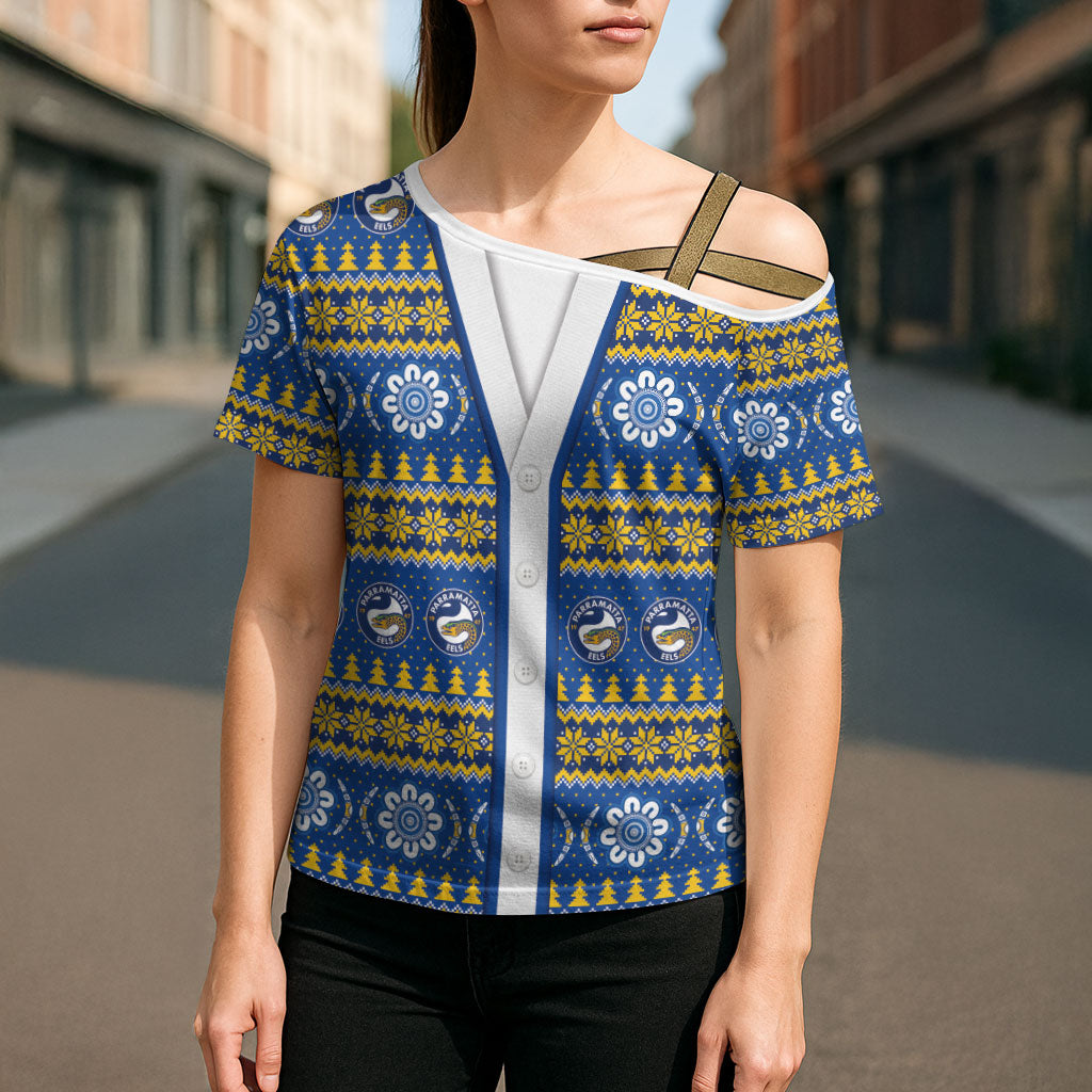 Eels Rugby Christmas Cross Shoulder Shirt Aboriginal Seamless Cardigan Inspired