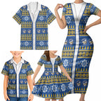 Eels Rugby Christmas Family Matching Short Sleeve Bodycon Dress and Hawaiian Shirt Aboriginal Seamless Cardigan Inspired
