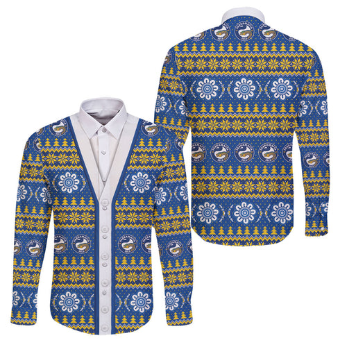 Eels Rugby Christmas Family Matching Short Sleeve Bodycon Dress and Hawaiian Shirt Aboriginal Seamless Cardigan Inspired
