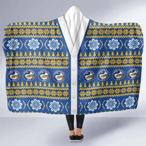 Eels Rugby Christmas Hooded Blanket Aboriginal Seamless Cardigan Inspired