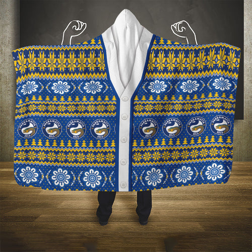 Eels Rugby Christmas Hooded Blanket Aboriginal Seamless Cardigan Inspired