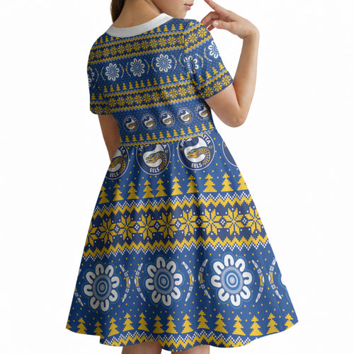 Eels Rugby Christmas Kid Short Sleeve Dress Aboriginal Seamless Cardigan Inspired