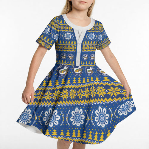 Eels Rugby Christmas Kid Short Sleeve Dress Aboriginal Seamless Cardigan Inspired