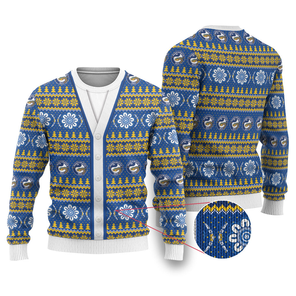Eels Rugby Christmas Ugly Christmas Sweater Aboriginal Seamless Cardigan Inspired