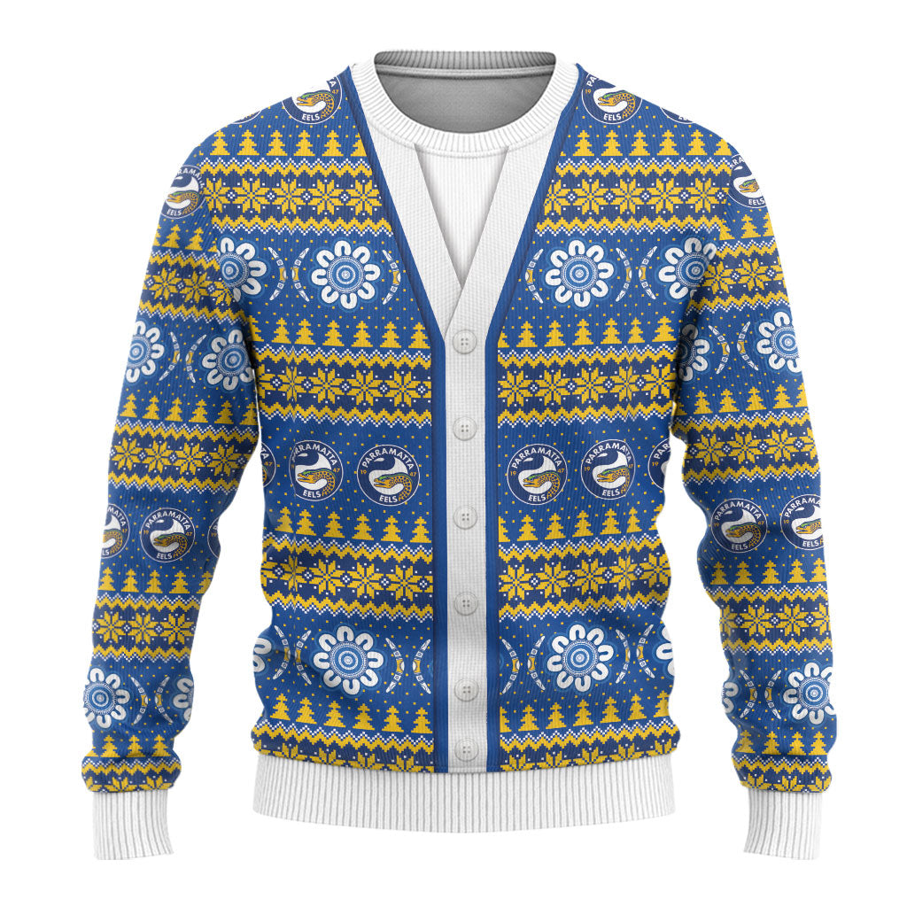 Eels Rugby Christmas Ugly Christmas Sweater Aboriginal Seamless Cardigan Inspired