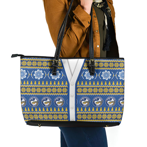 Eels Rugby Christmas Leather Tote Bag Aboriginal Seamless Cardigan Inspired