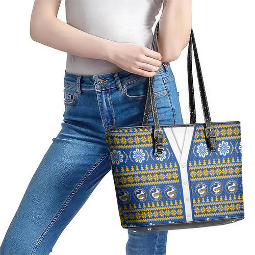 Eels Rugby Christmas Leather Tote Bag Aboriginal Seamless Cardigan Inspired
