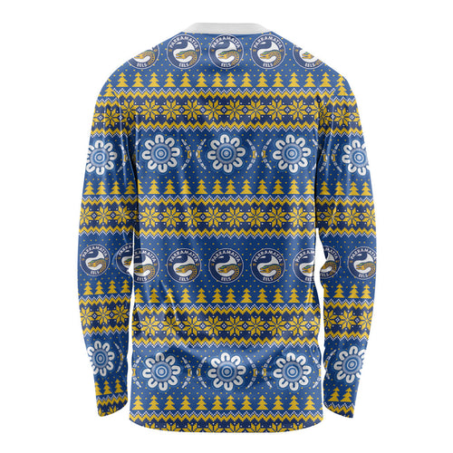 Eels Rugby Christmas Long Sleeve Shirt Aboriginal Seamless Cardigan Inspired