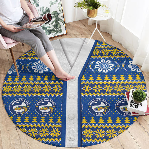 Eels Rugby Christmas Round Carpet Aboriginal Seamless Cardigan Inspired
