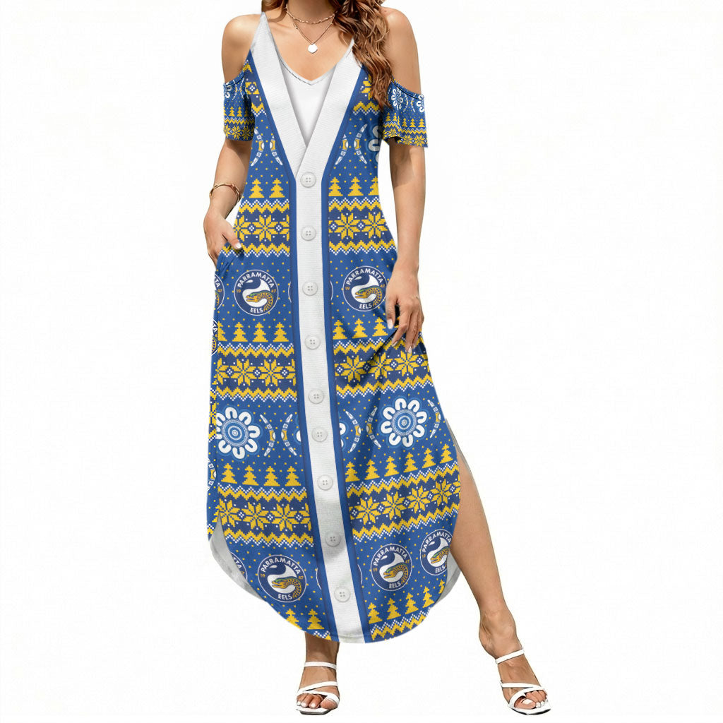Eels Rugby Christmas Summer Maxi Dress Aboriginal Seamless Cardigan Inspired