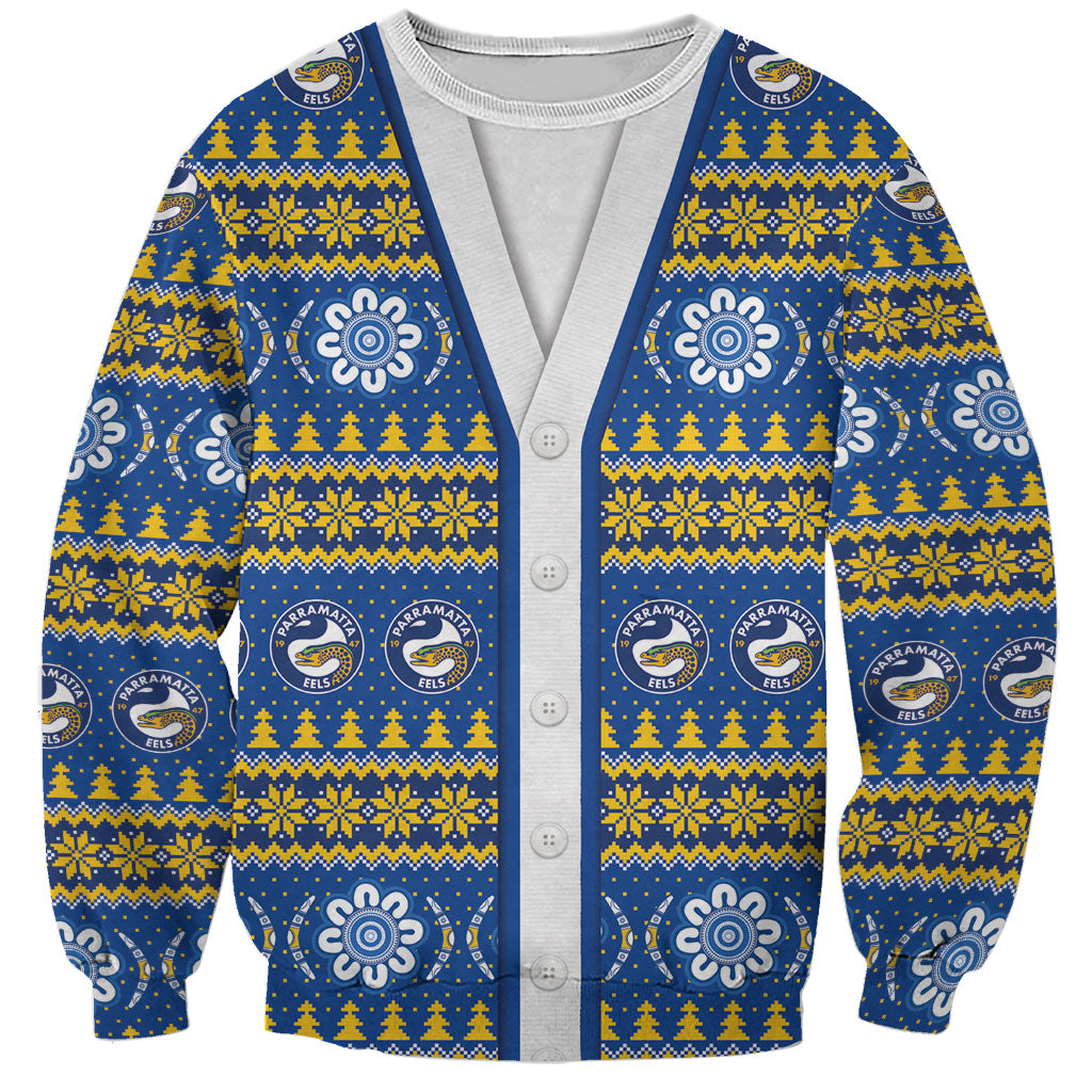 Eels Rugby Christmas Sweatshirt Aboriginal Seamless Cardigan Inspired