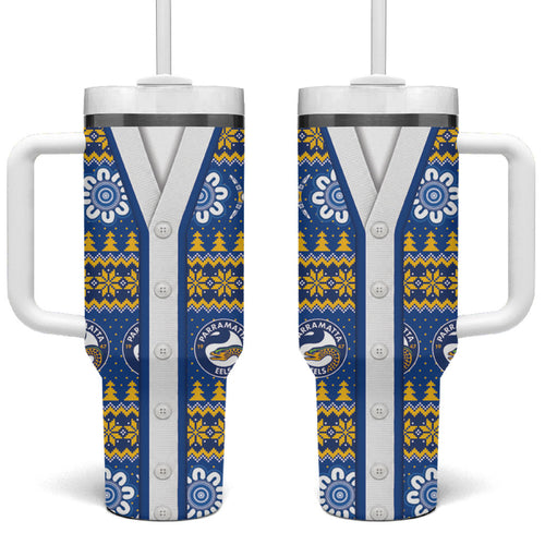 Eels Rugby Christmas Tumbler With Handle Aboriginal Seamless Cardigan Inspired