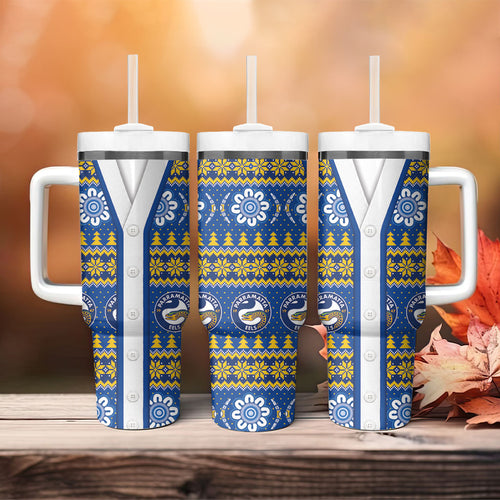 Eels Rugby Christmas Tumbler With Handle Aboriginal Seamless Cardigan Inspired