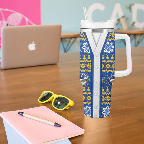 Eels Rugby Christmas Tumbler With Handle Aboriginal Seamless Cardigan Inspired