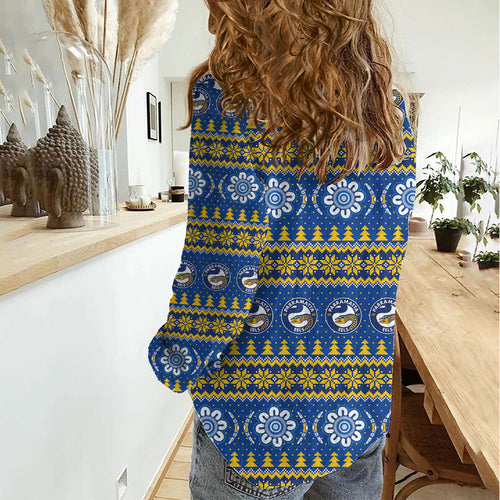 Eels Rugby Christmas Women Casual Shirt Aboriginal Seamless Cardigan Inspired