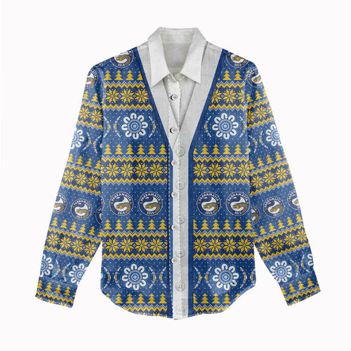 Eels Rugby Christmas Women Casual Shirt Aboriginal Seamless Cardigan Inspired