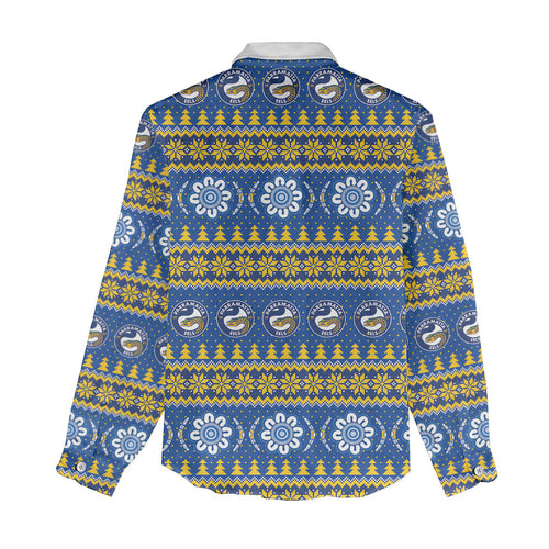 Eels Rugby Christmas Women Casual Shirt Aboriginal Seamless Cardigan Inspired
