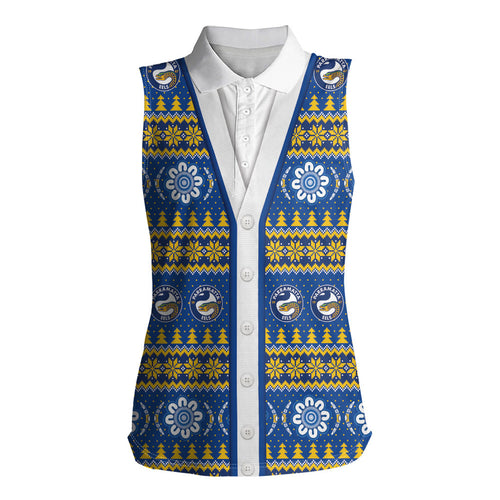 Eels Rugby Christmas Women Sleeveless Polo Shirt Aboriginal Seamless Cardigan Inspired