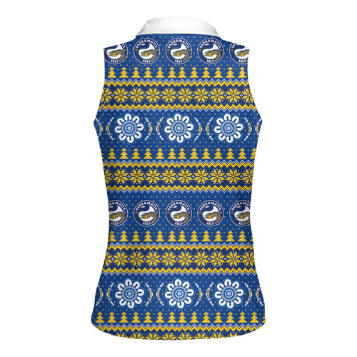 Eels Rugby Christmas Women Sleeveless Polo Shirt Aboriginal Seamless Cardigan Inspired