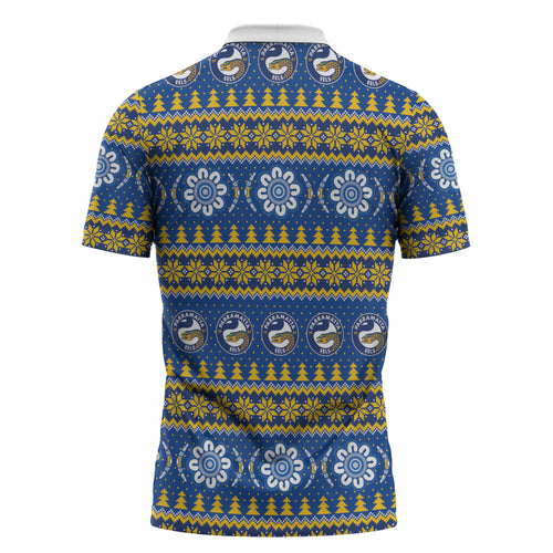 Eels Rugby Christmas Zipper Polo Shirt Aboriginal Seamless Cardigan Inspired