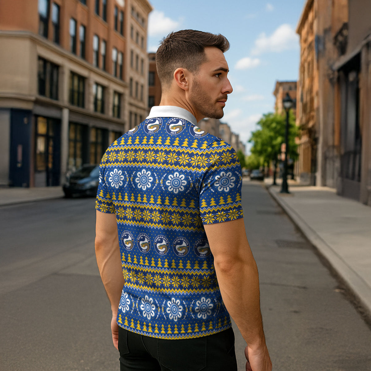 Eels Rugby Christmas Zipper Polo Shirt Aboriginal Seamless Cardigan Inspired
