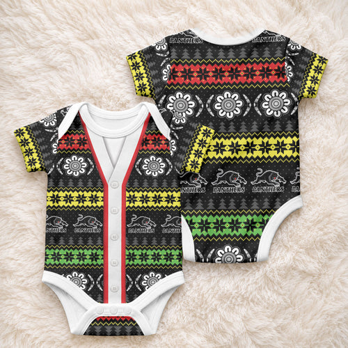 Panthers Rugby Christmas Baby Onesie Aboriginal Seamless Cardigan Inspired