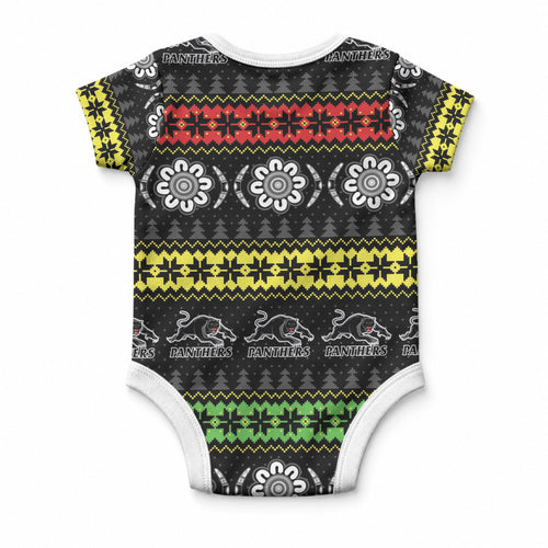 Panthers Rugby Christmas Baby Onesie Aboriginal Seamless Cardigan Inspired