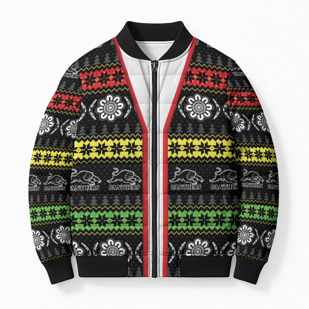 Panthers Rugby Christmas Bomber Puffer Jacket Aboriginal Seamless Cardigan Inspired