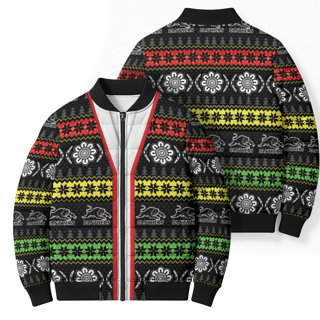 Panthers Rugby Christmas Bomber Puffer Jacket Aboriginal Seamless Cardigan Inspired