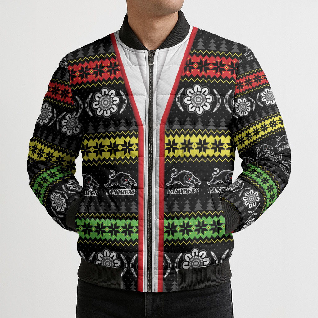 Panthers Rugby Christmas Bomber Puffer Jacket Aboriginal Seamless Cardigan Inspired