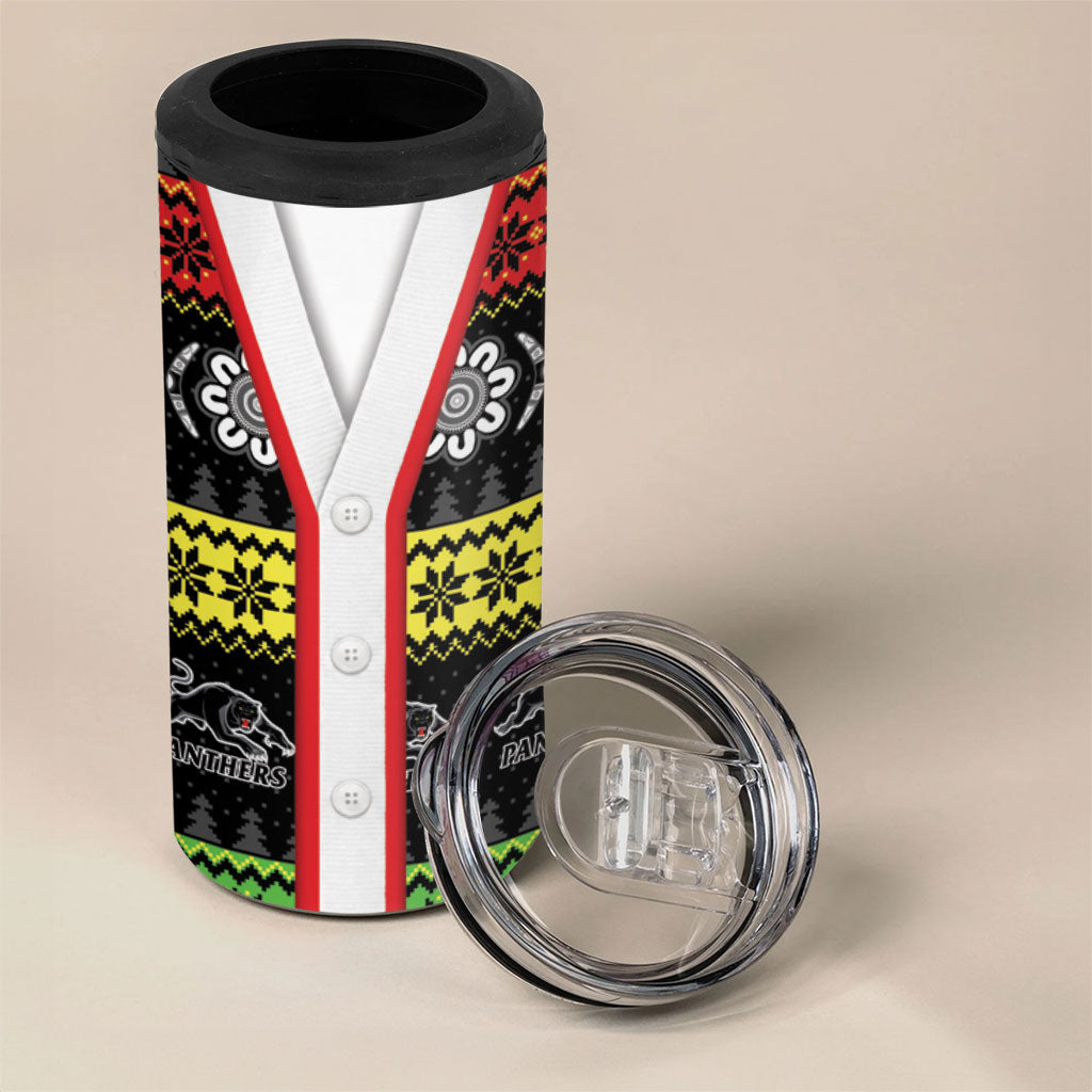 Panthers Rugby Christmas 4 in 1 Can Cooler Tumbler Aboriginal Seamless Cardigan Inspired