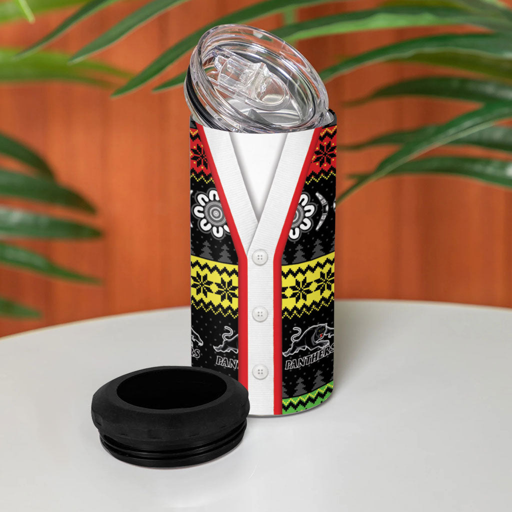 Panthers Rugby Christmas 4 in 1 Can Cooler Tumbler Aboriginal Seamless Cardigan Inspired