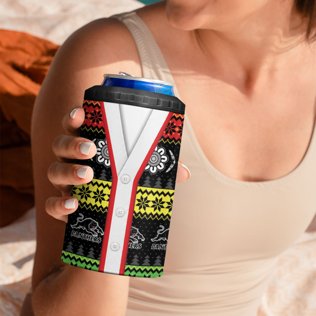 Panthers Rugby Christmas 4 in 1 Can Cooler Tumbler Aboriginal Seamless Cardigan Inspired