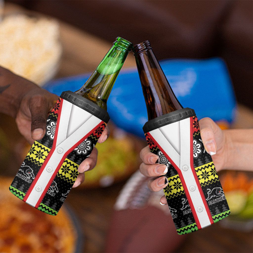 Panthers Rugby Christmas 4 in 1 Can Cooler Tumbler Aboriginal Seamless Cardigan Inspired