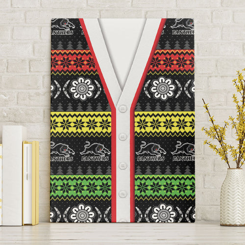 Panthers Rugby Christmas Canvas Wall Art Aboriginal Seamless Cardigan Inspired