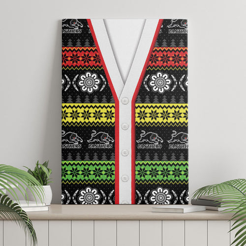 Panthers Rugby Christmas Canvas Wall Art Aboriginal Seamless Cardigan Inspired