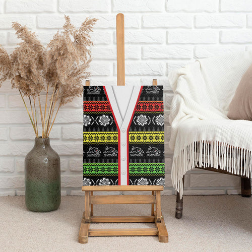 Panthers Rugby Christmas Canvas Wall Art Aboriginal Seamless Cardigan Inspired