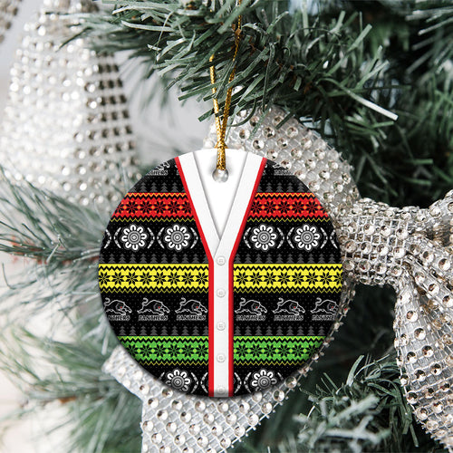 Panthers Rugby Christmas Ceramic Ornament Aboriginal Seamless Cardigan Inspired