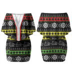 Panthers Rugby Christmas Couples Matching Off Shoulder Short Dress and Long Sleeve Button Shirt Aboriginal Seamless Cardigan Inspired