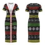 Panthers Rugby Christmas Couples Matching Short Sleeve Bodycon Dress and Hawaiian Shirt Aboriginal Seamless Cardigan Inspired