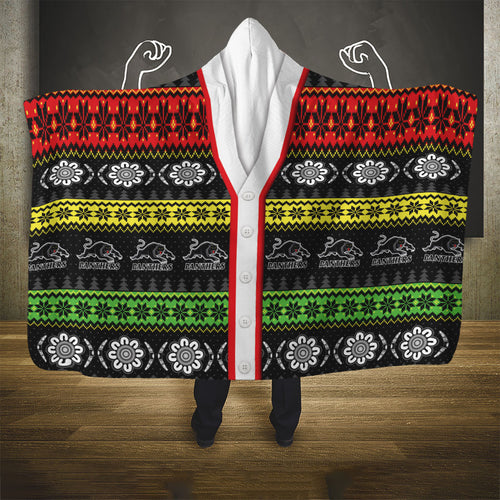 Panthers Rugby Christmas Hooded Blanket Aboriginal Seamless Cardigan Inspired