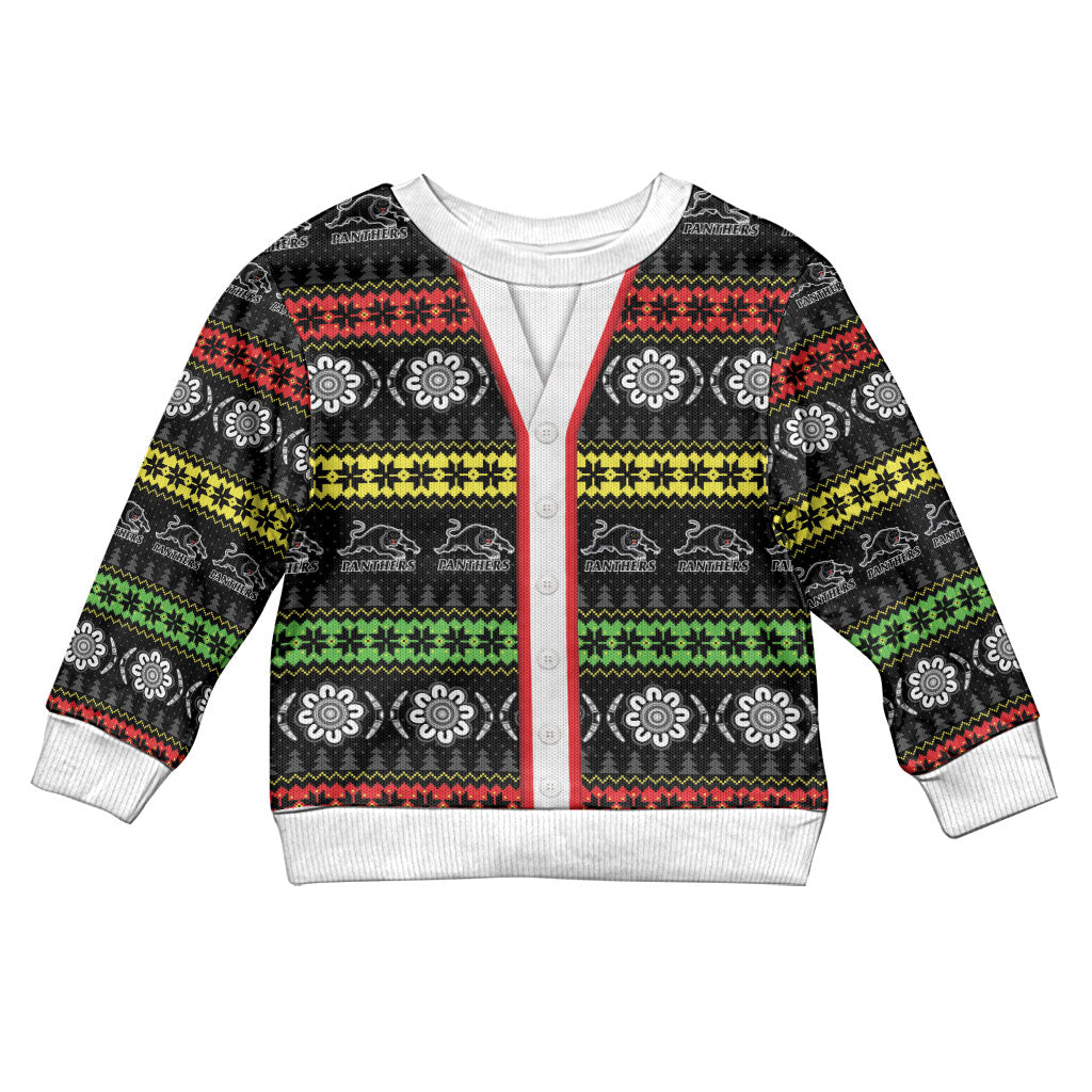 Panthers Rugby Christmas Kid Ugly Christmas Sweater Aboriginal Seamless Cardigan Inspired
