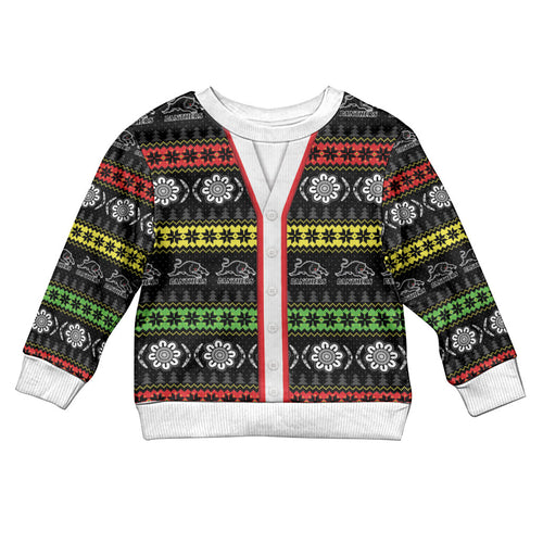 Panthers Rugby Christmas Kid Ugly Christmas Sweater Aboriginal Seamless Cardigan Inspired
