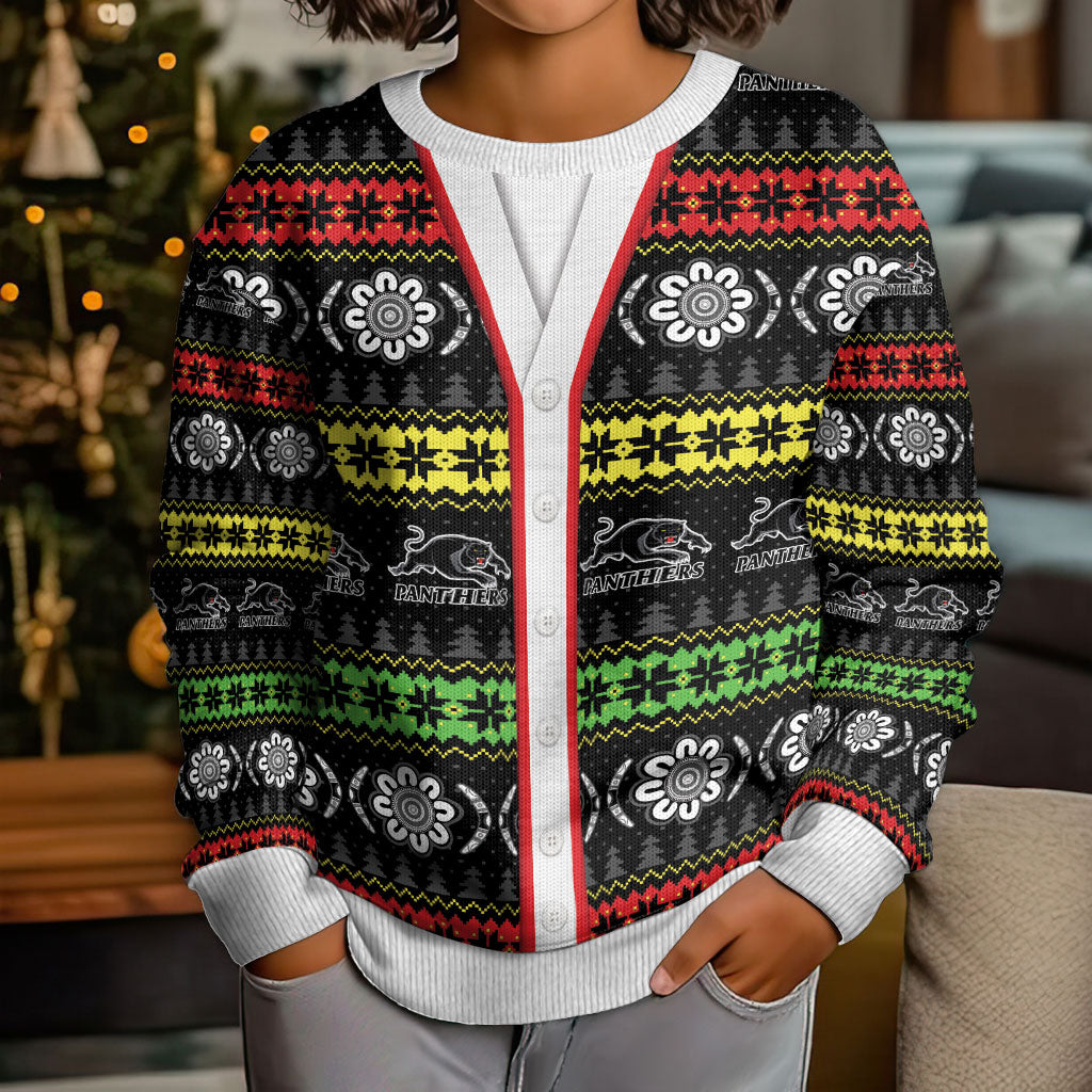 Panthers Rugby Christmas Kid Ugly Christmas Sweater Aboriginal Seamless Cardigan Inspired