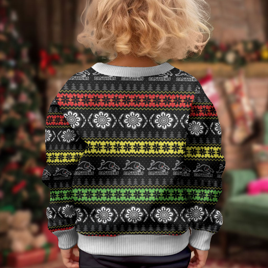 Panthers Rugby Christmas Kid Ugly Christmas Sweater Aboriginal Seamless Cardigan Inspired